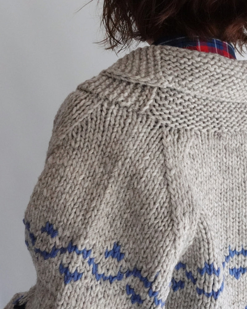Wool Hand Knit Cardigan in Gray
