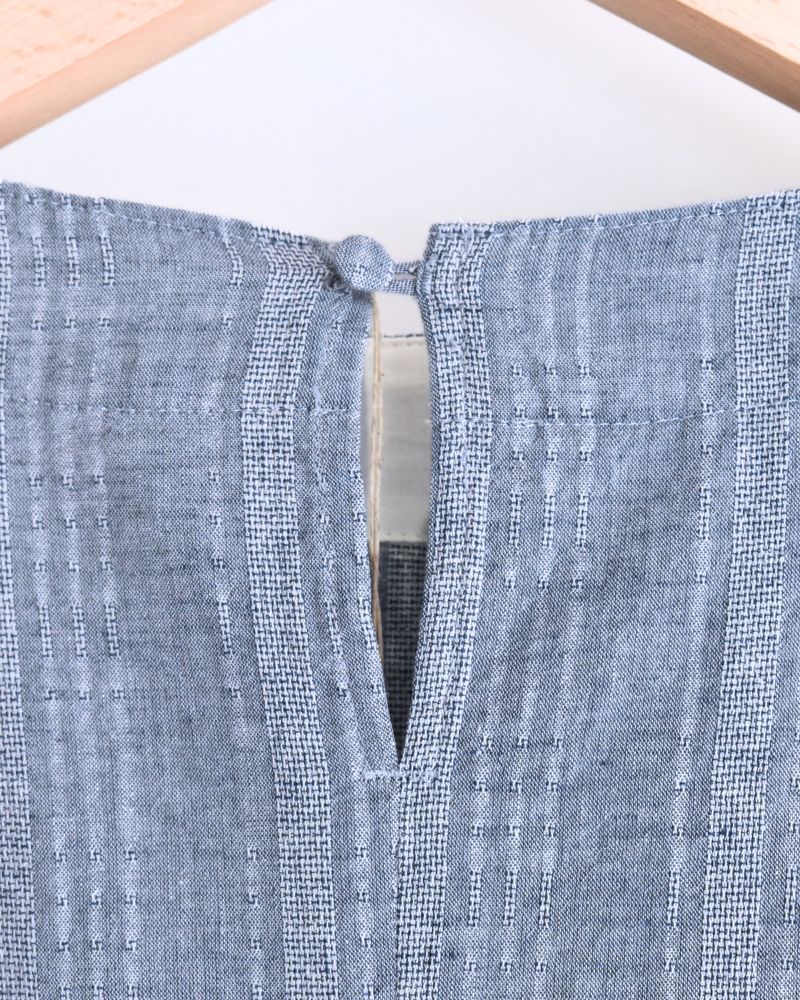 Dobby Stripe Big Pullover in Blue