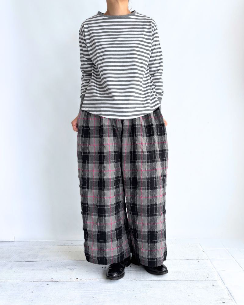 Gizandi Jersey Striped Long Tee in Charcoal/Off