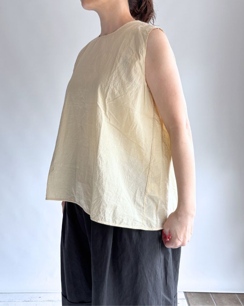 Inner Back Gathered Sleeveless Top in Ivory