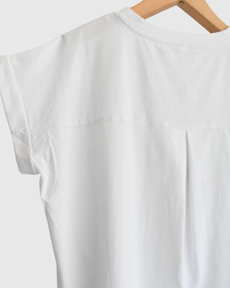 Tulle Embroidered Cotton Jersey Pullover 'NATTI' in OffWhite