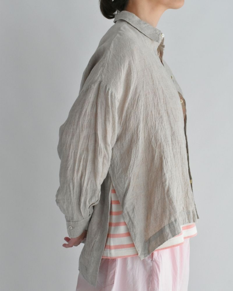 Handwoven 60×60 Linen Square Shirt in Flax