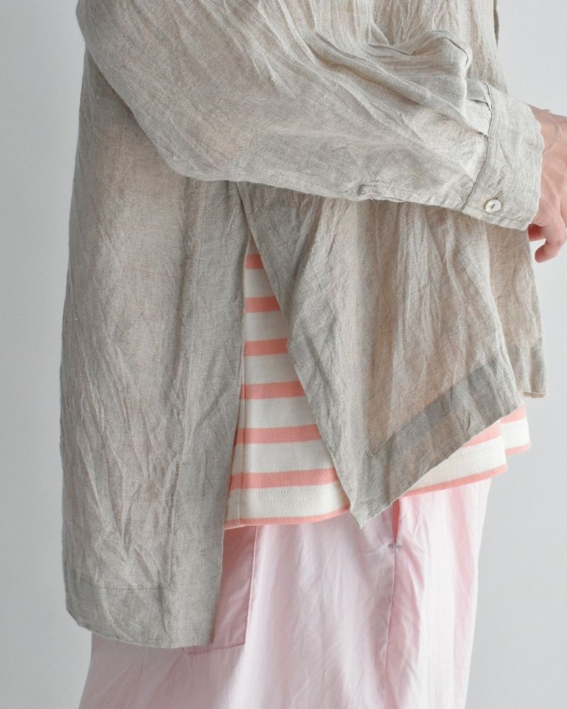 Handwoven 60×60 Linen Square Shirt in Flax