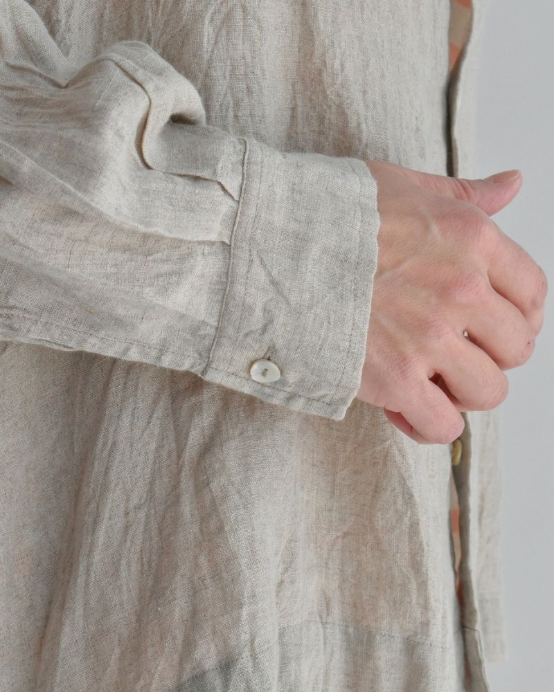 Handwoven 60×60 Linen Square Shirt in Flax