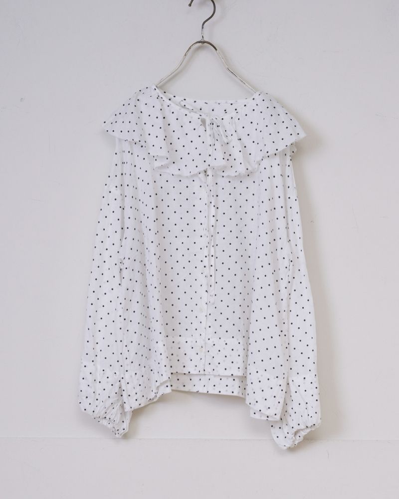 [Pre-order] S/S G1166 ORIGINAL SMALL DOTS 2WAY FRILL BLOUSE (Early March – Mid-March)