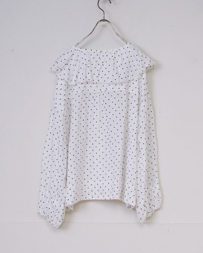[Pre-order] S/S G1166 ORIGINAL SMALL DOTS 2WAY FRILL BLOUSE (Early March – Mid-March)