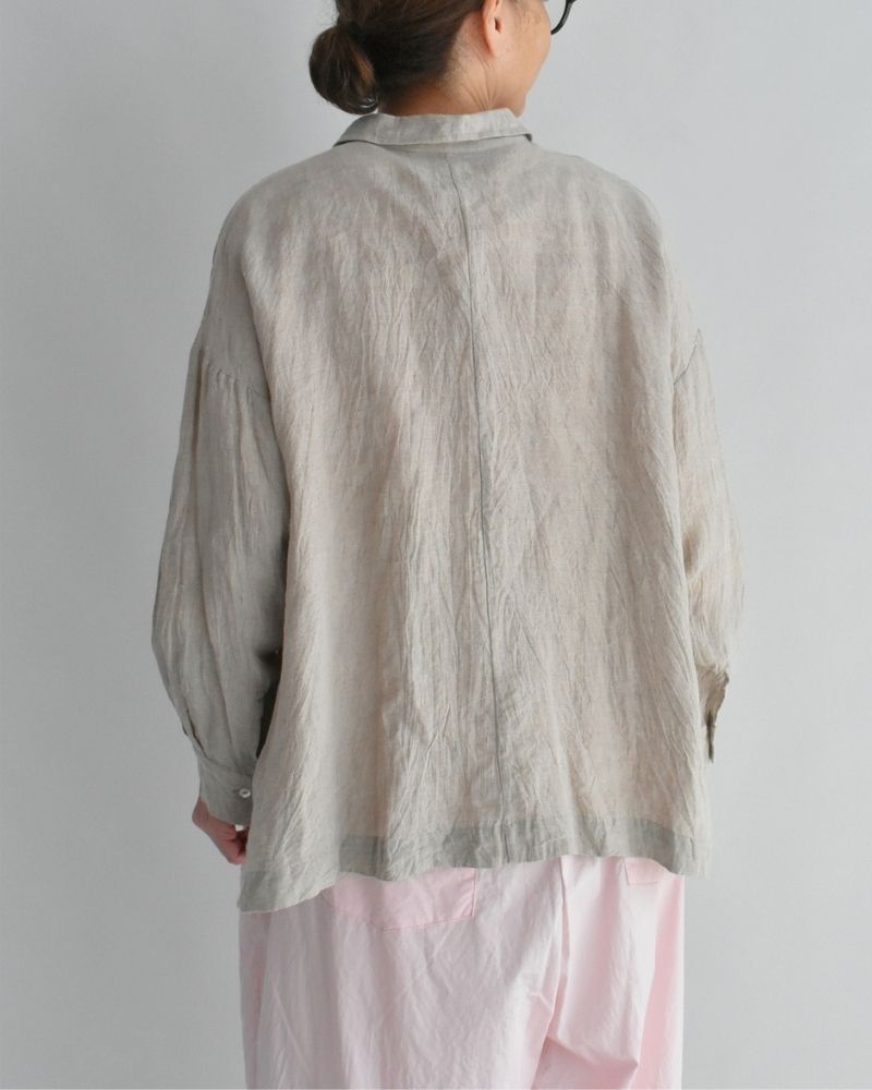 Handwoven 60×60 Linen Square Shirt in Flax