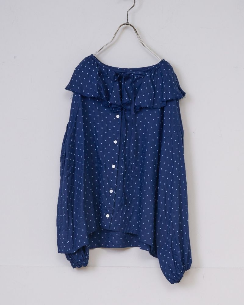 [Pre-order] S/S G1166 ORIGINAL SMALL DOTS 2WAY FRILL BLOUSE (Early March – Mid-March)