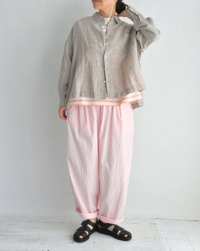 Handwoven 60×60 Linen Square Shirt in Flax