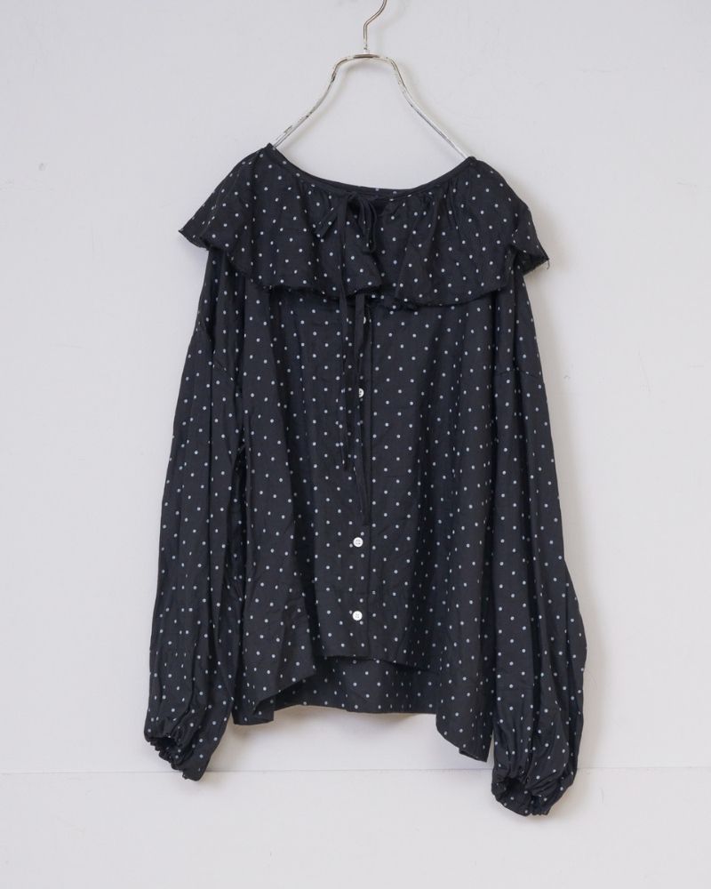 [Pre-order] S/S G1166 ORIGINAL SMALL DOTS 2WAY FRILL BLOUSE (Early March – Mid-March)