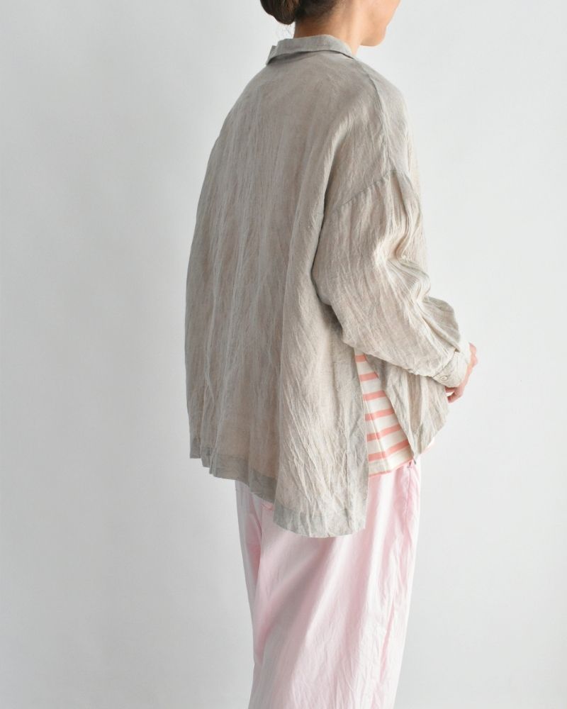 Handwoven 60×60 Linen Square Shirt in Flax