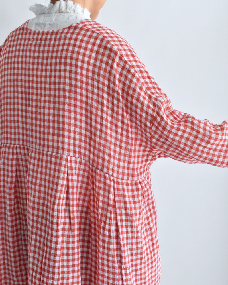 Gingham Check Linen Dress in RedCheck
