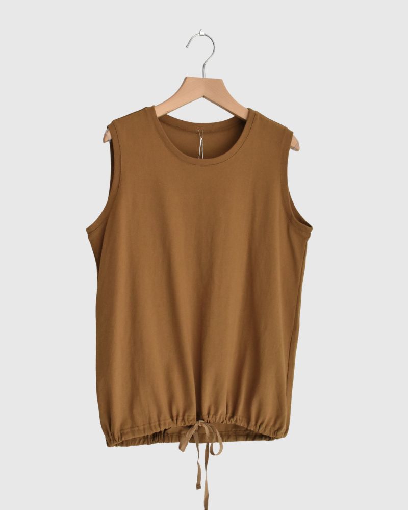 Sleeveless Drawstring T-shirt DarkCamel