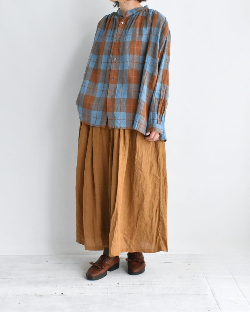 Linen Cotton Check Shirt in Blue