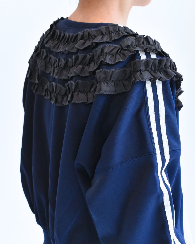 Track Frill Cardigan in Navy