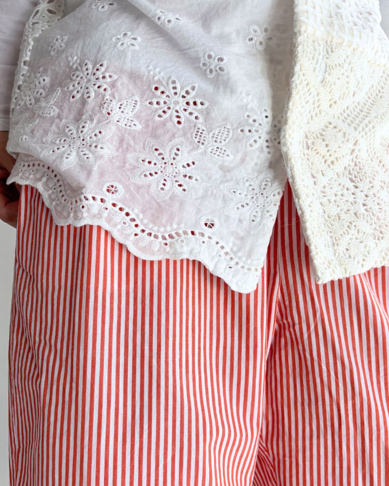 POPLIN STRIPE EASY PANTS in OrangeStripe