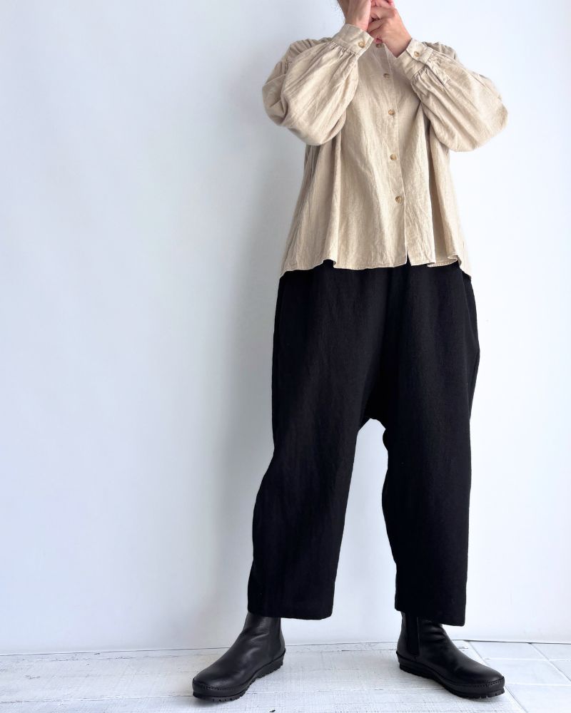 Camille Band Collar Shirt in Natural