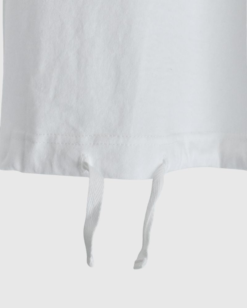 Half-Sleeve Drawstring T-shirt in White