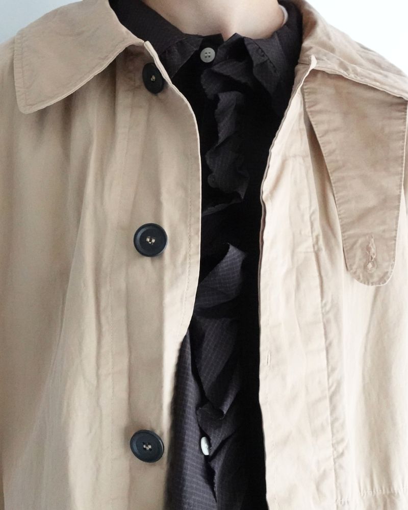 Balmacaan Short Coat in GrayKhaki
