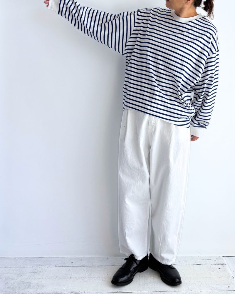 Tuck Cocoon T-shirt in Blue/White