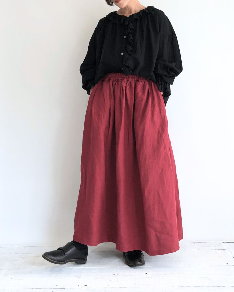 Color Linen Skirt in Red
