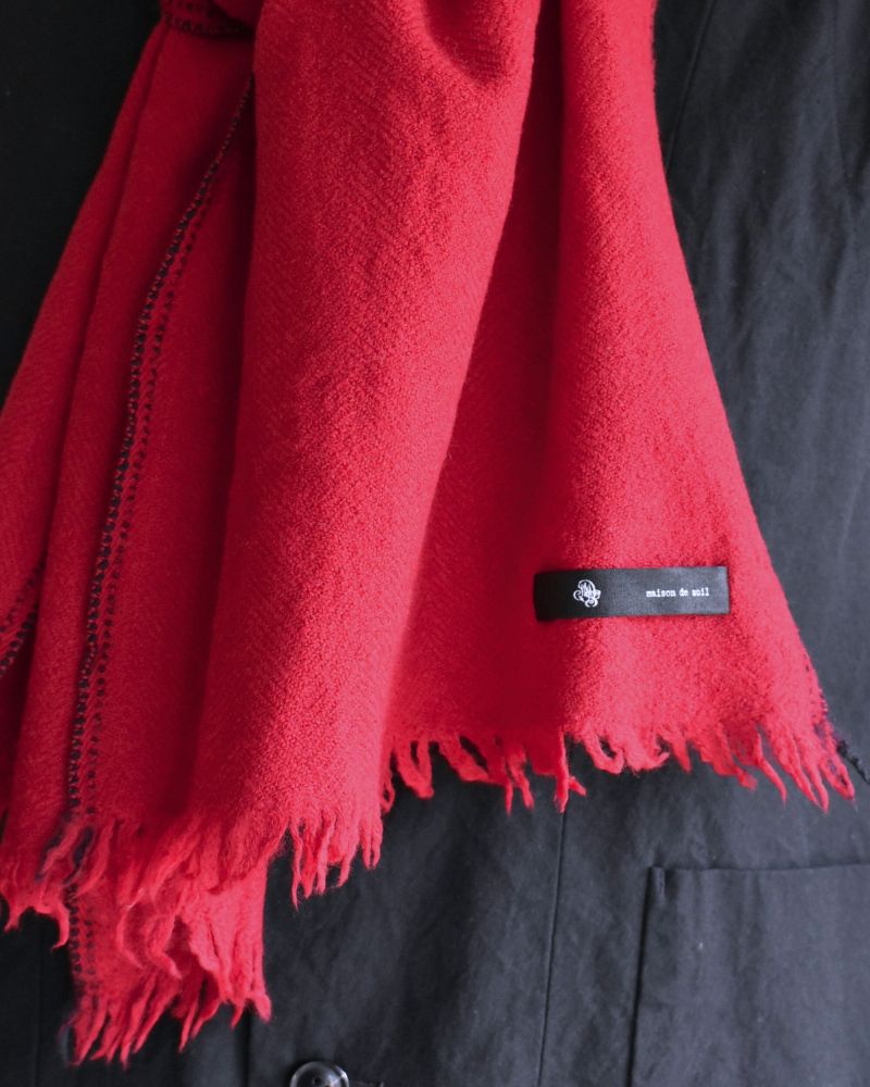 WOOL STOLE 32x188cm in Red/Navy