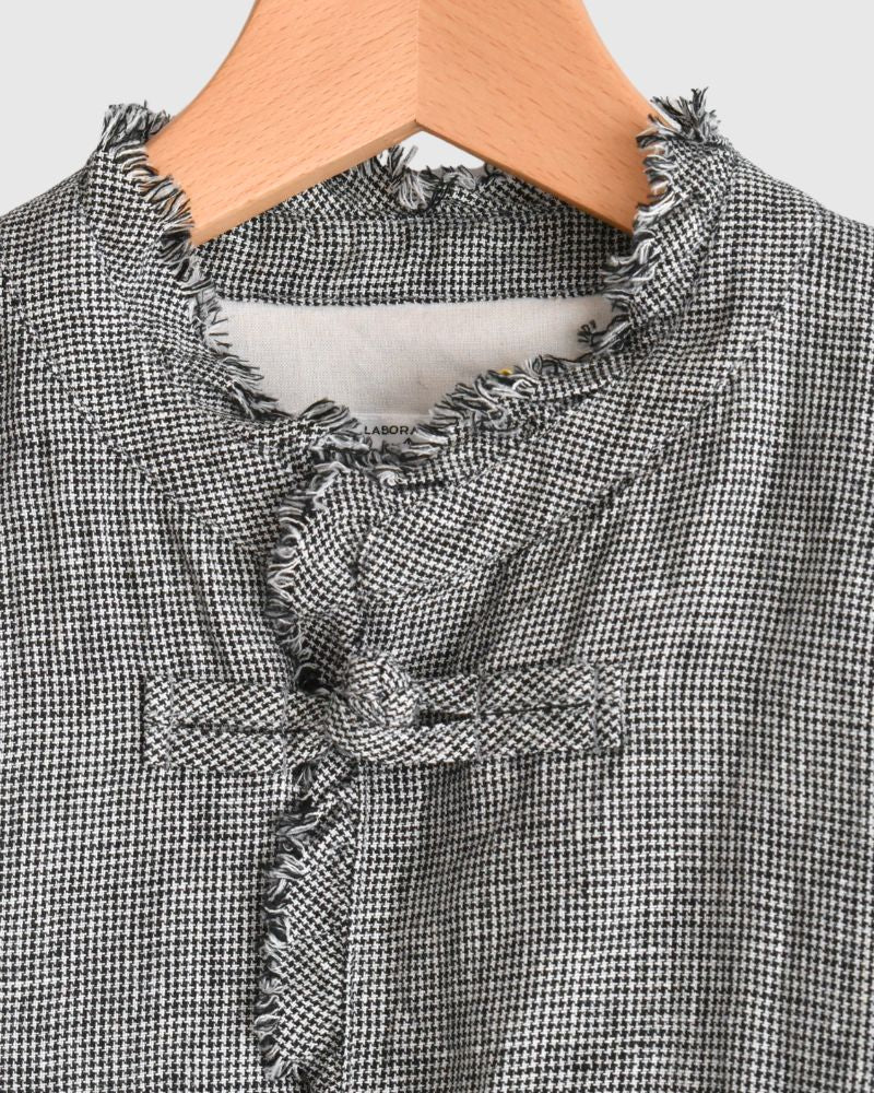 ANONYMOUS FRILL COLLAR CHINA JACKET in GrayBirdsEye