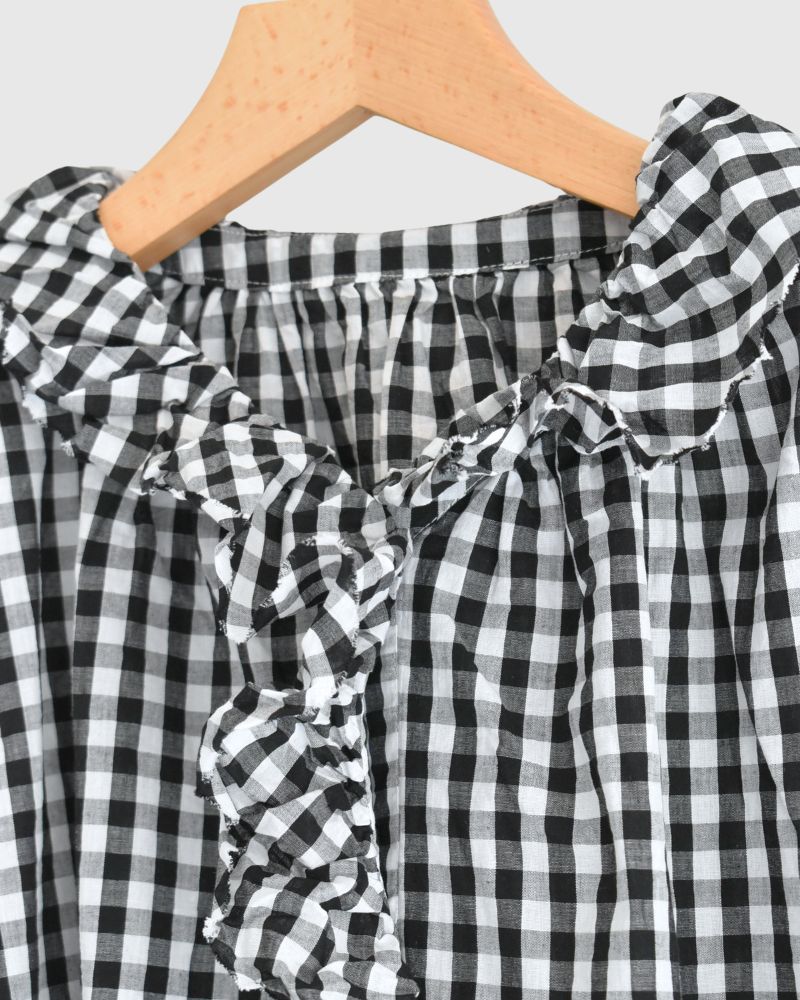 Frill Blouse in BlackCheck
