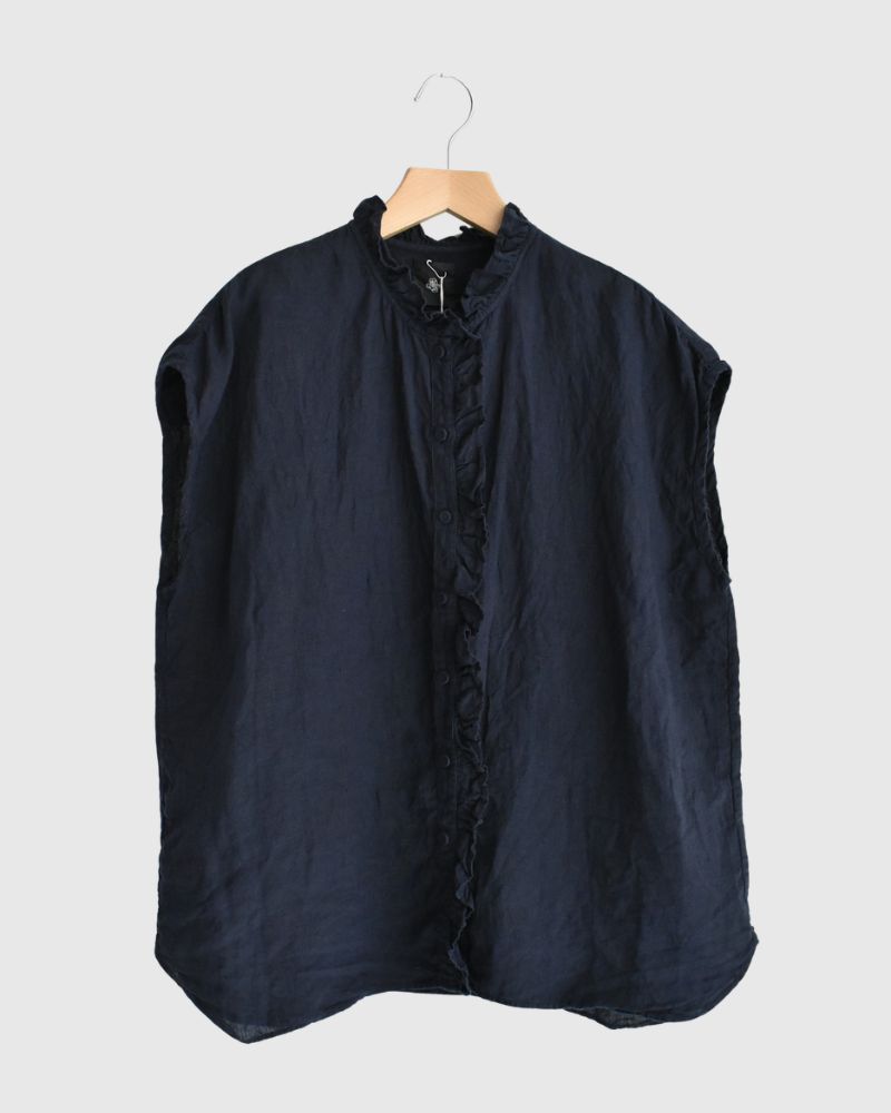 French/SL Frill Collar Shirt in Marine