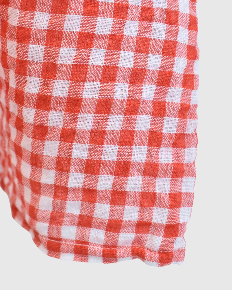 Gingham Check Linen Dress in RedCheck