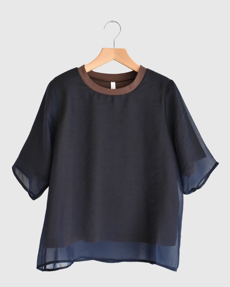 Sheer Layered Top ‘SAN’ in Navy