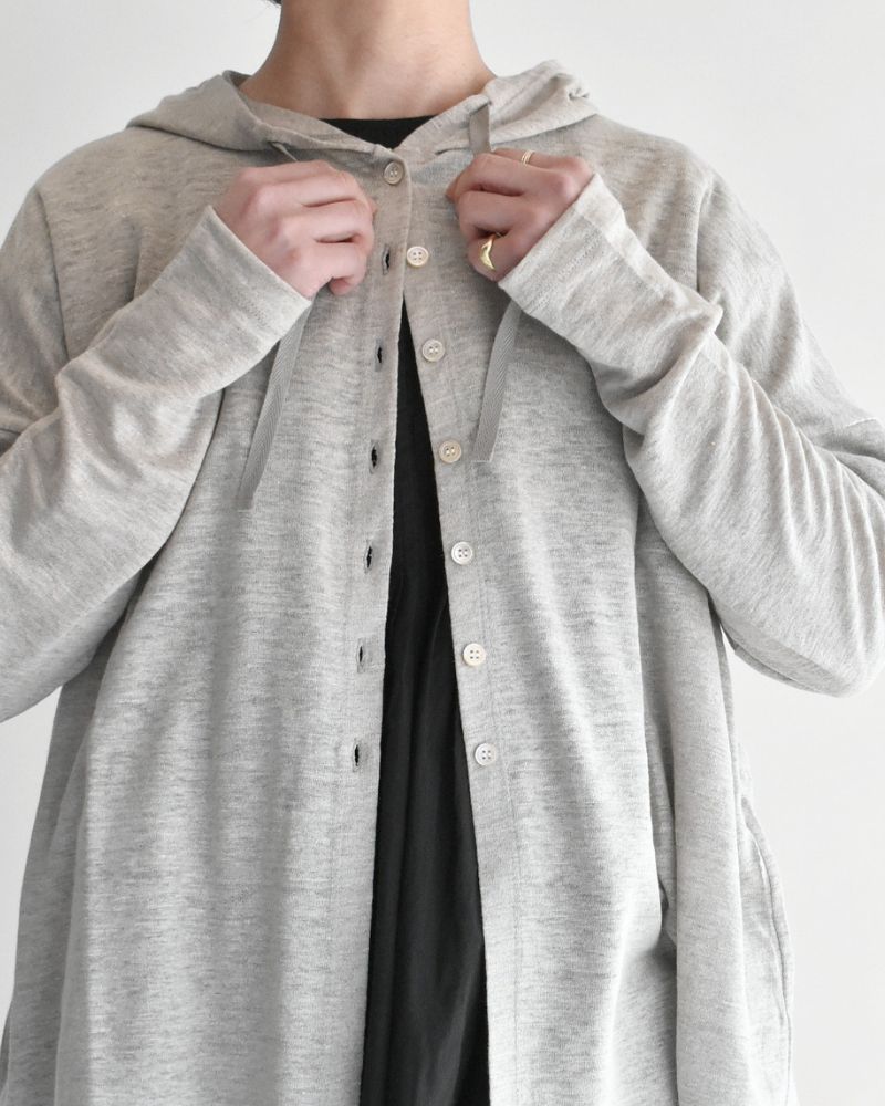 Linen Hooded Cardigan in Natural