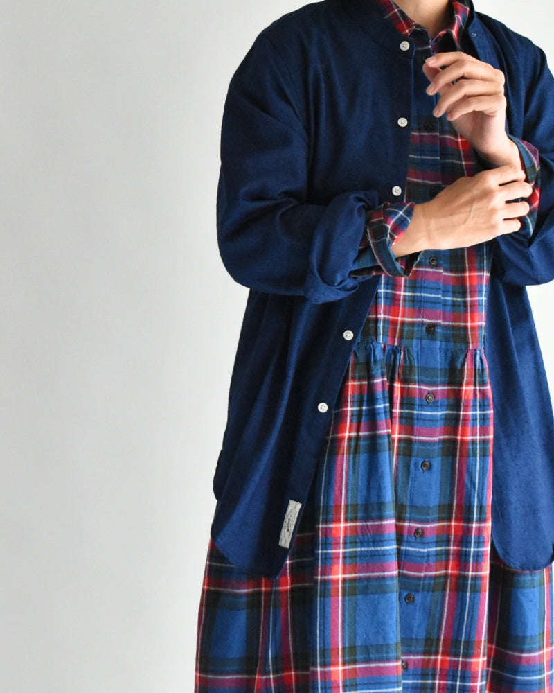 Indigo Tartan Foundation Shirt Dress in Indigo