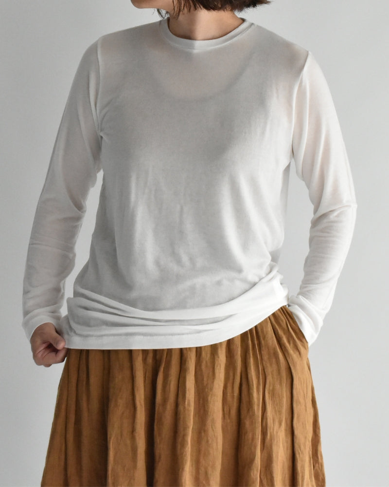 Sheer Jersey Crewneck in White