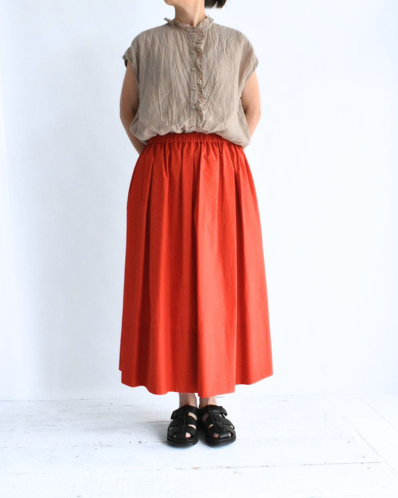Easy Tuck Skirt in Orange