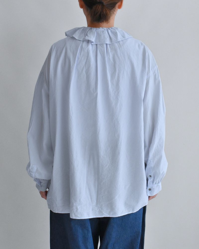 Ruffle Blouse in Sax