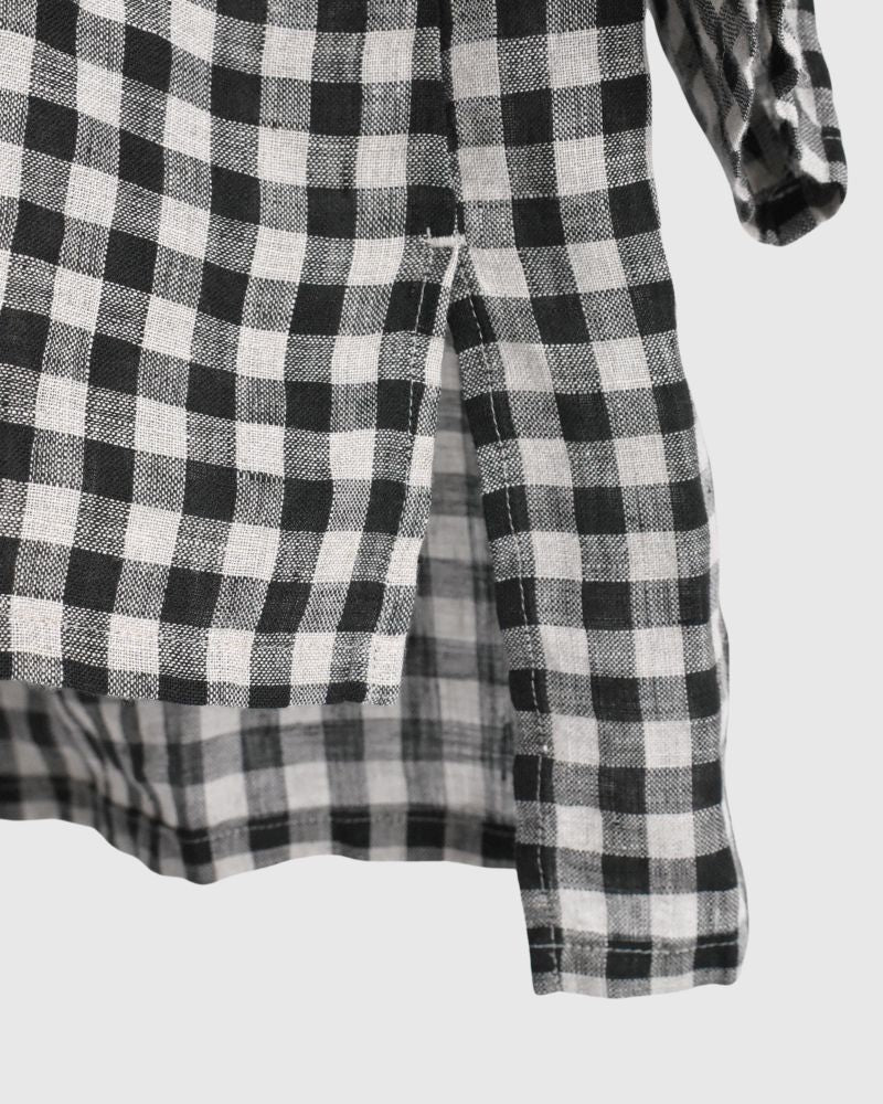 Gingham Check Pullover in Natural/Black