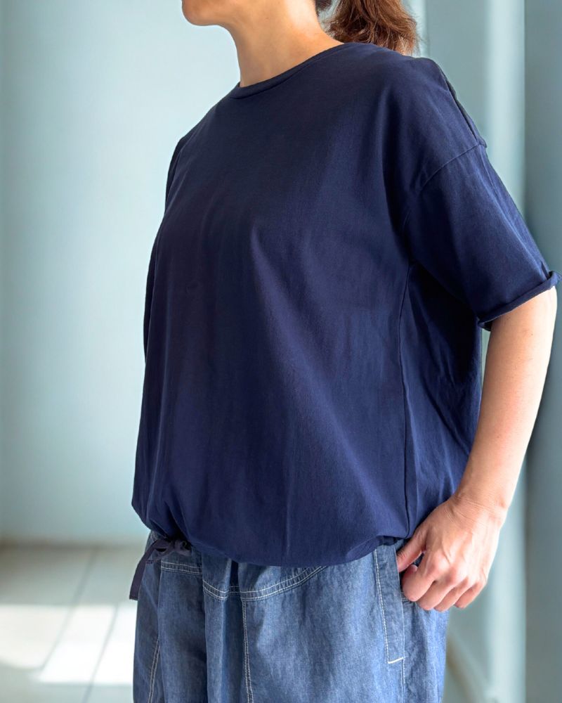 Cutoff Drawstring Tee in Navy
