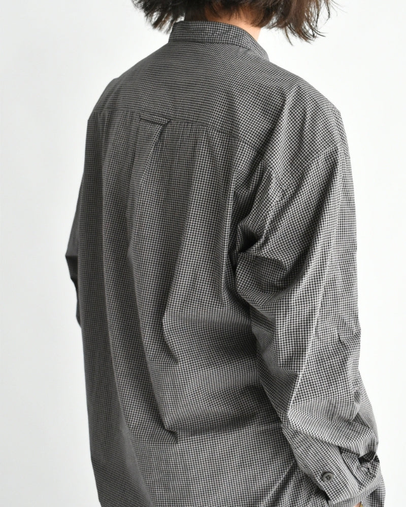Utility Band Collar Shirt in BrownGingham