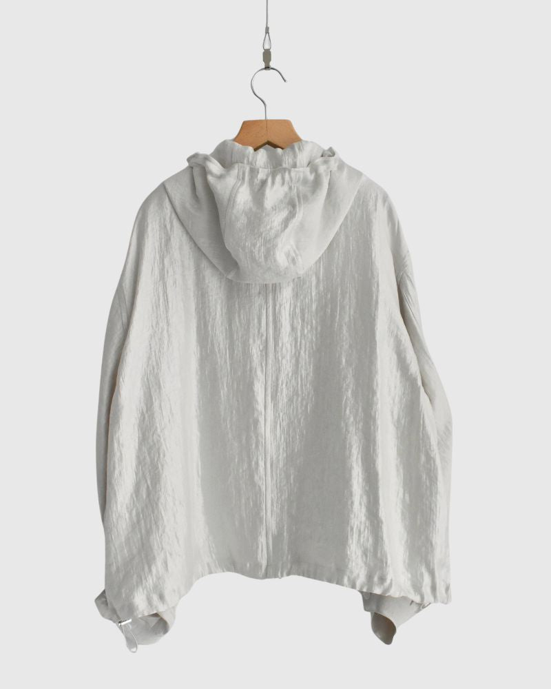 Shiny Hoodie Blouson in OffBeige