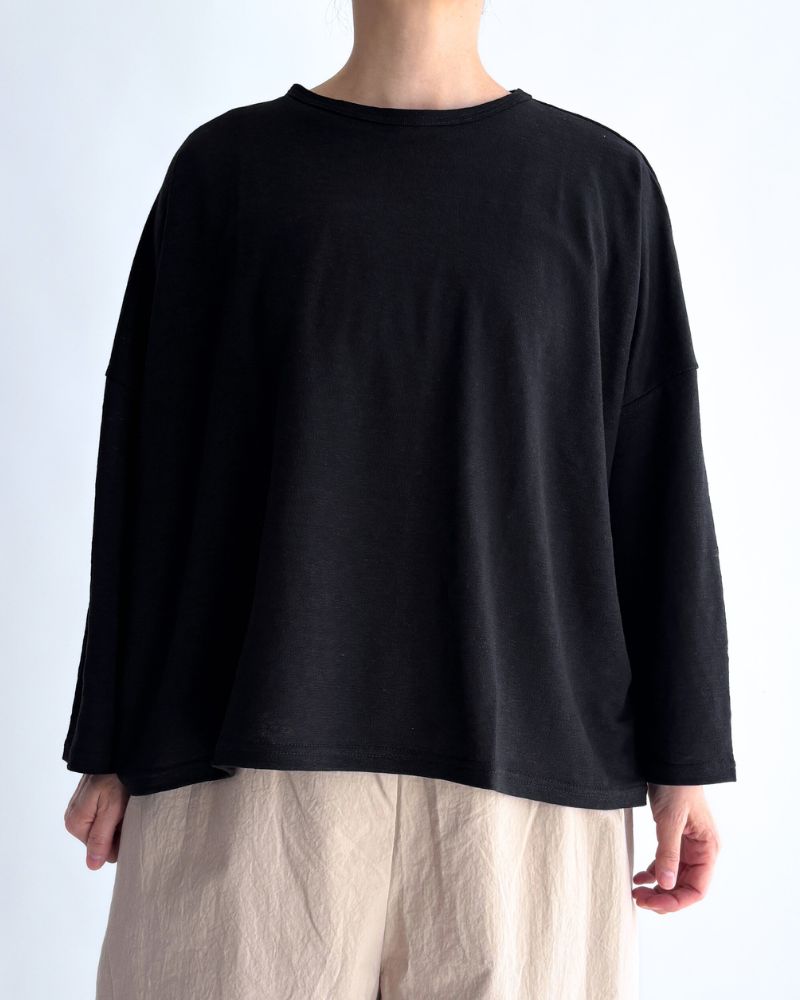 Linen Jersey Pullover in Black