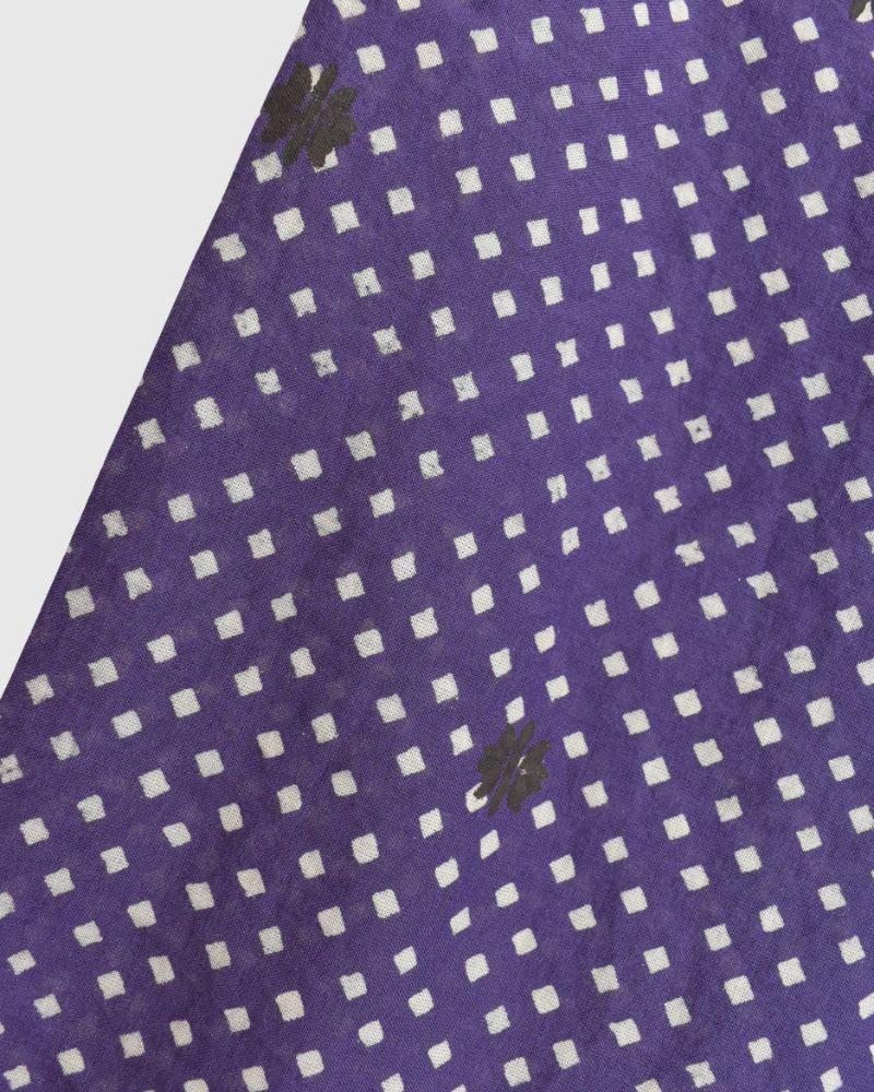 Crew Neck Button Shirts Dress with Mini Pintuck in Purple