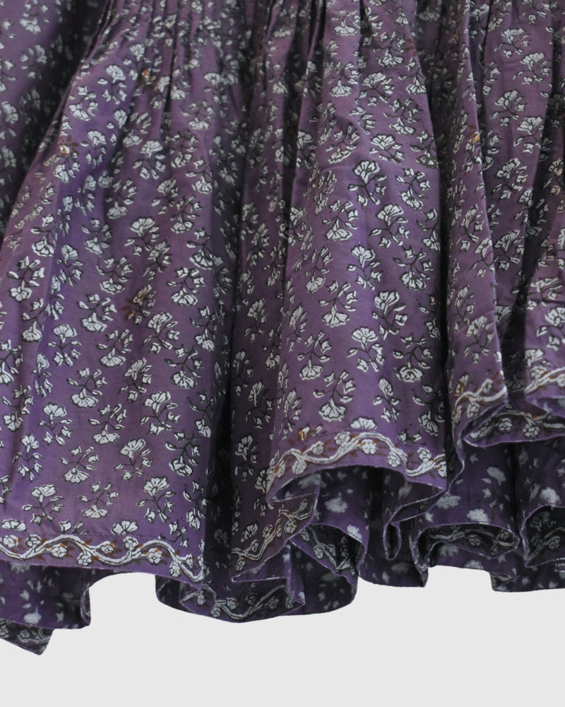 Crew-Neck Button Shirt with Pintuck in Purple