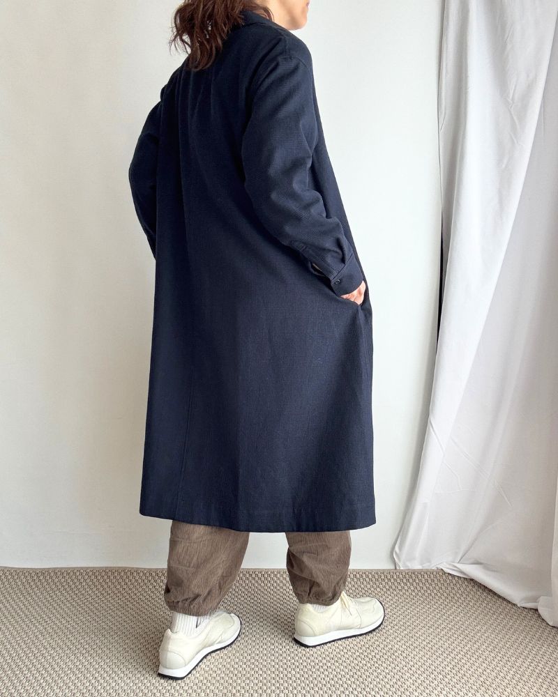 A-line Shirt Dress (W/C)  in NavyGlencheck