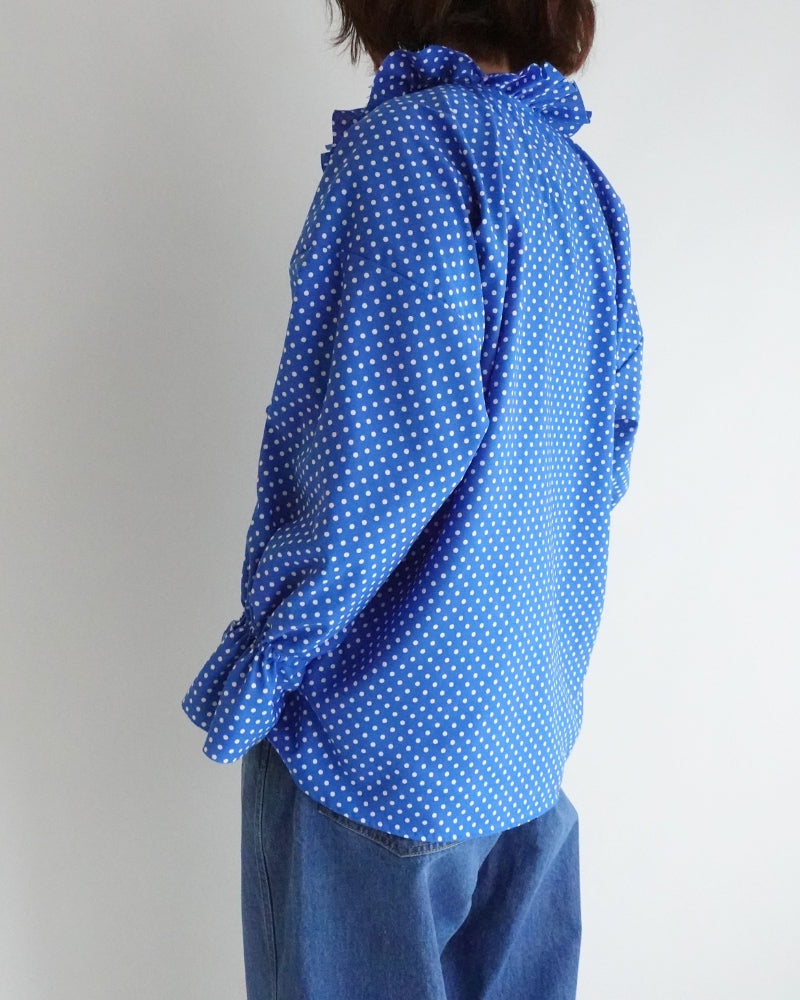 Dot Frill Blouse in Blue