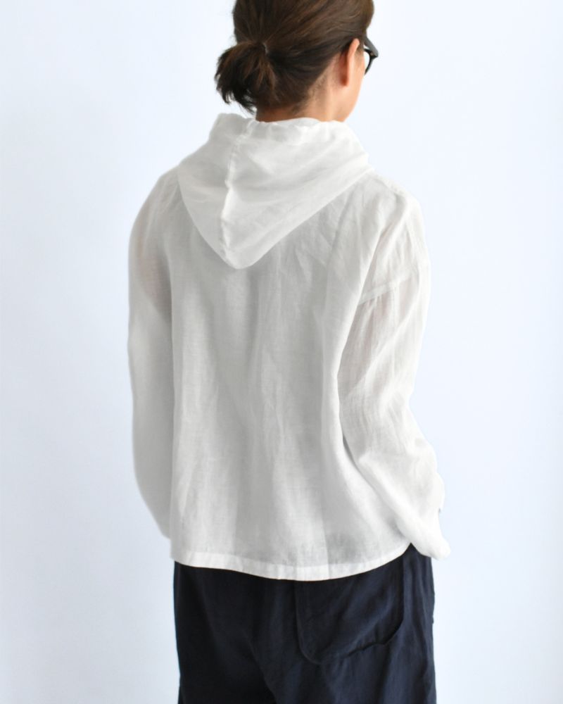 Hoodie Shirt (LINEN) in White