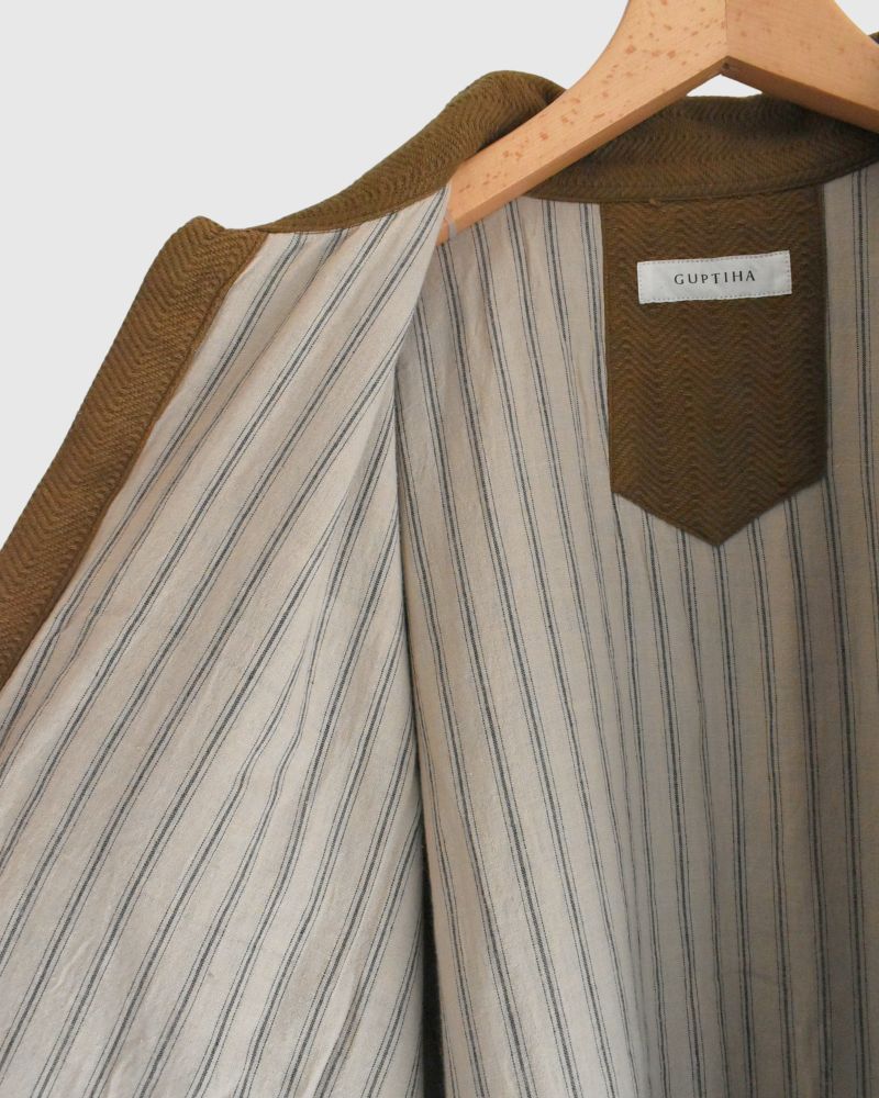 TEORI Cotton Herringbone Jacket in KhakiBrown