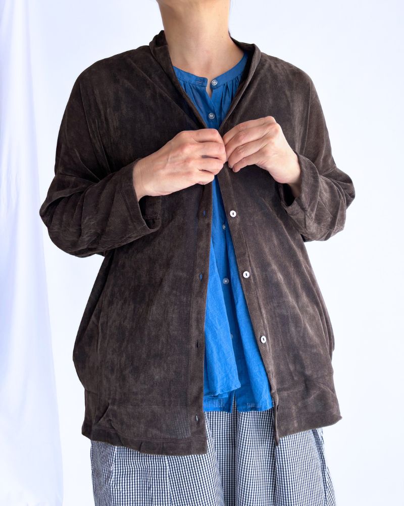 TULLE FLOCKY Cardigan in DarkBrown