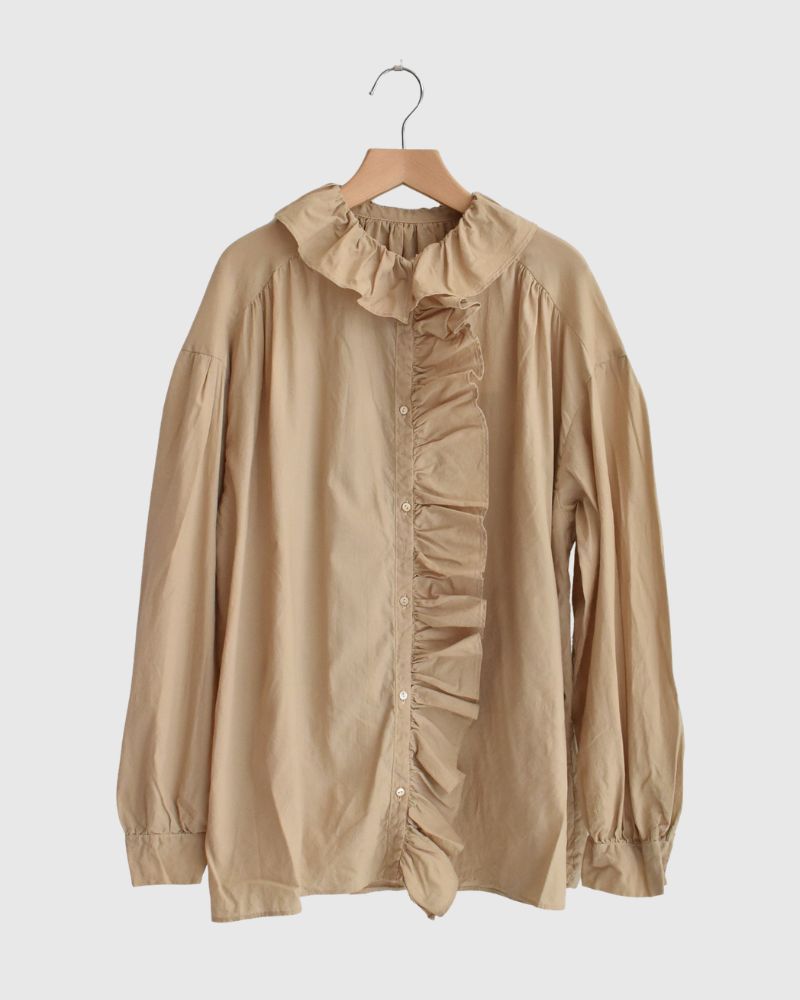 Ruffle Blouse in Beige