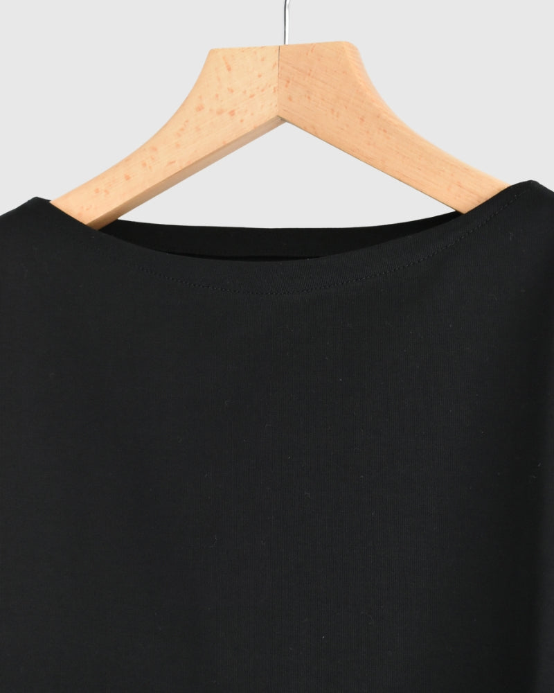 Giza Cotton Basque T-Shirt in Black